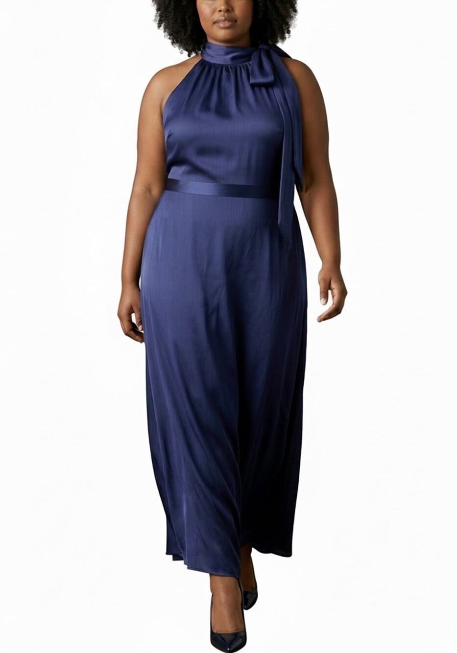 Sachin & Babi Women 20W Cobalt Blue Halter Maxi Dress Long Evening Formal Gown